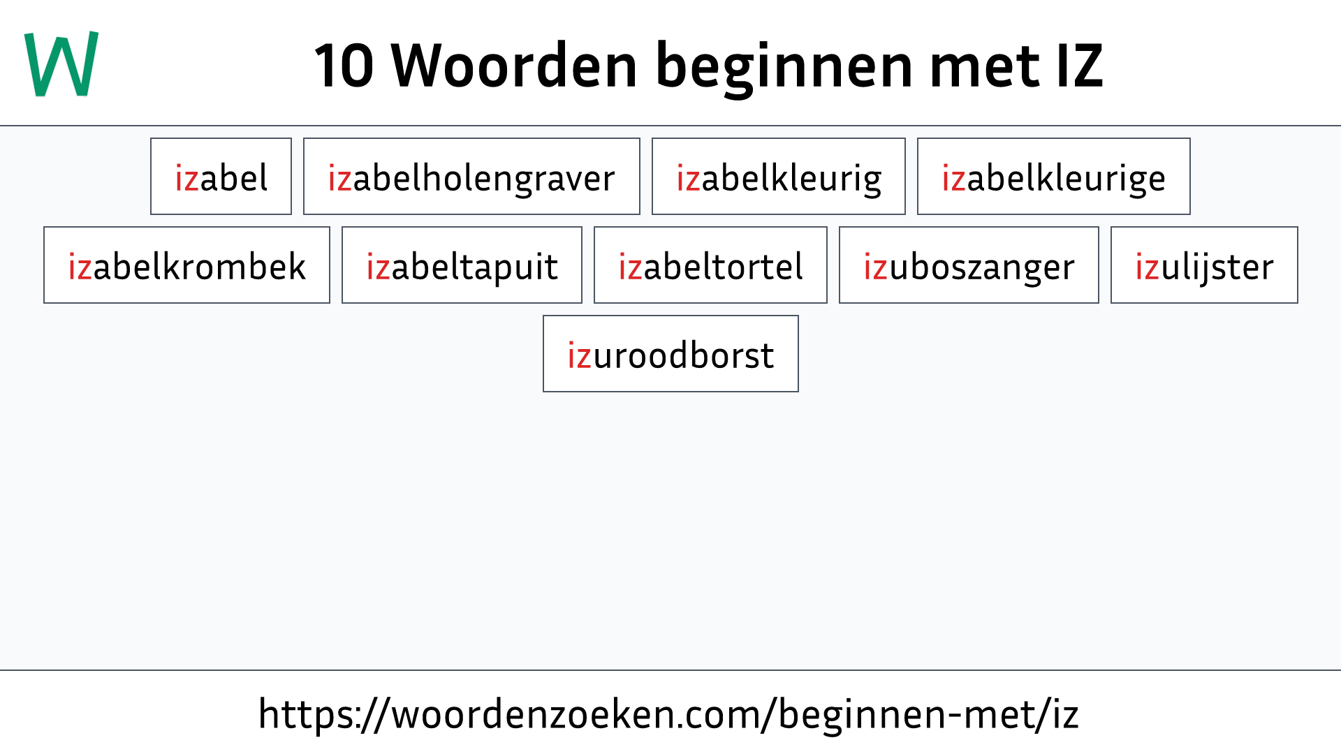 Woorden beginnen met IZ