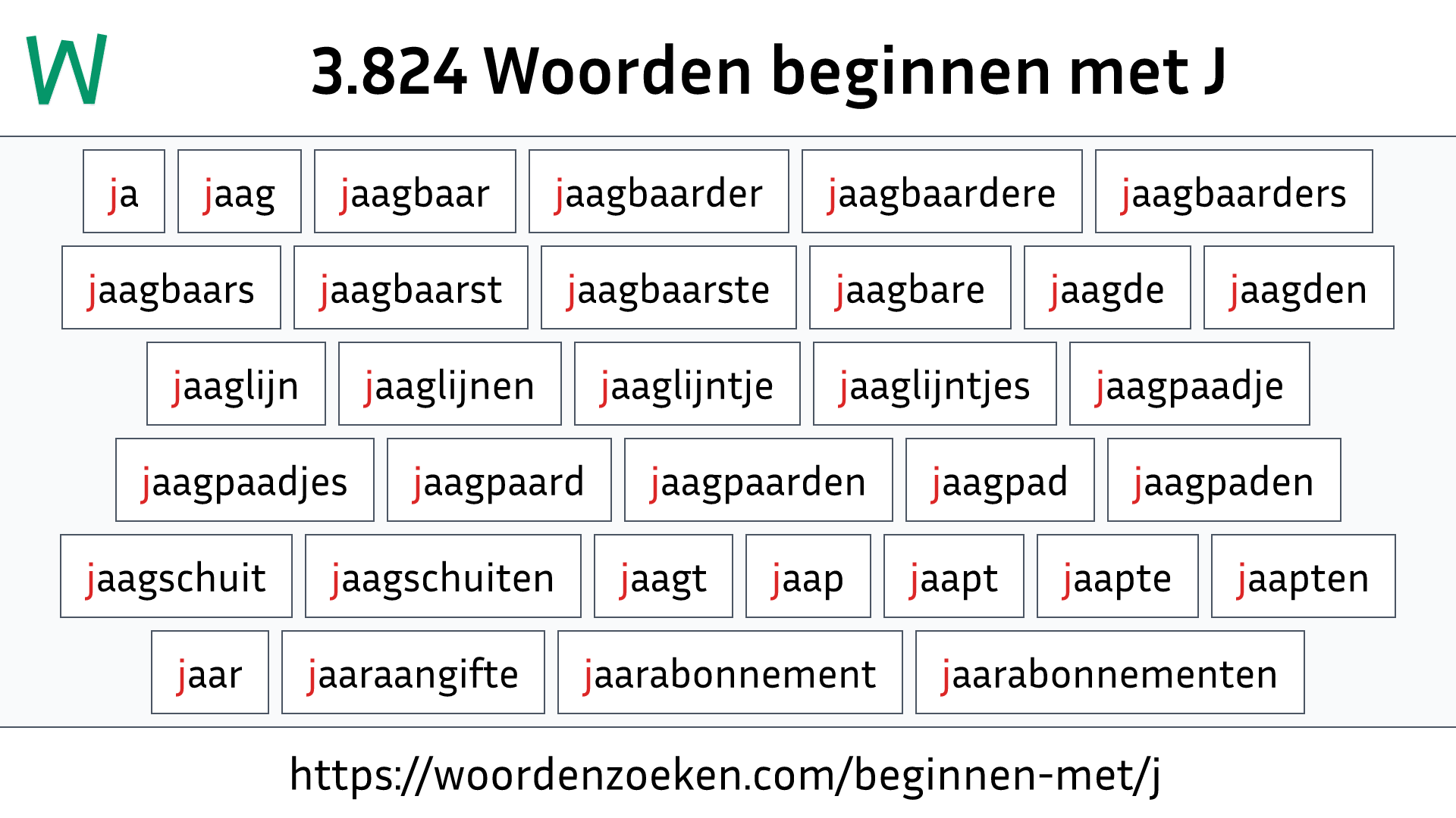 Woorden beginnen met J