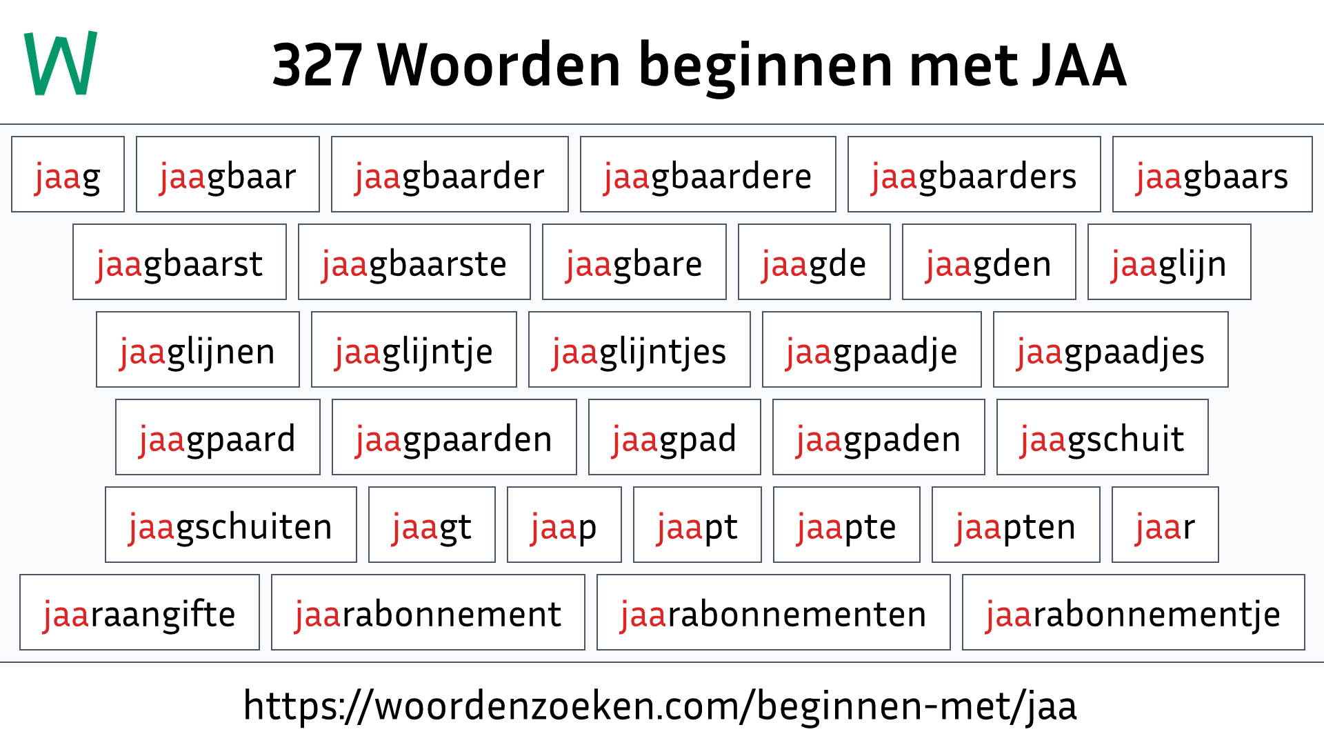 Woorden beginnen met JAA