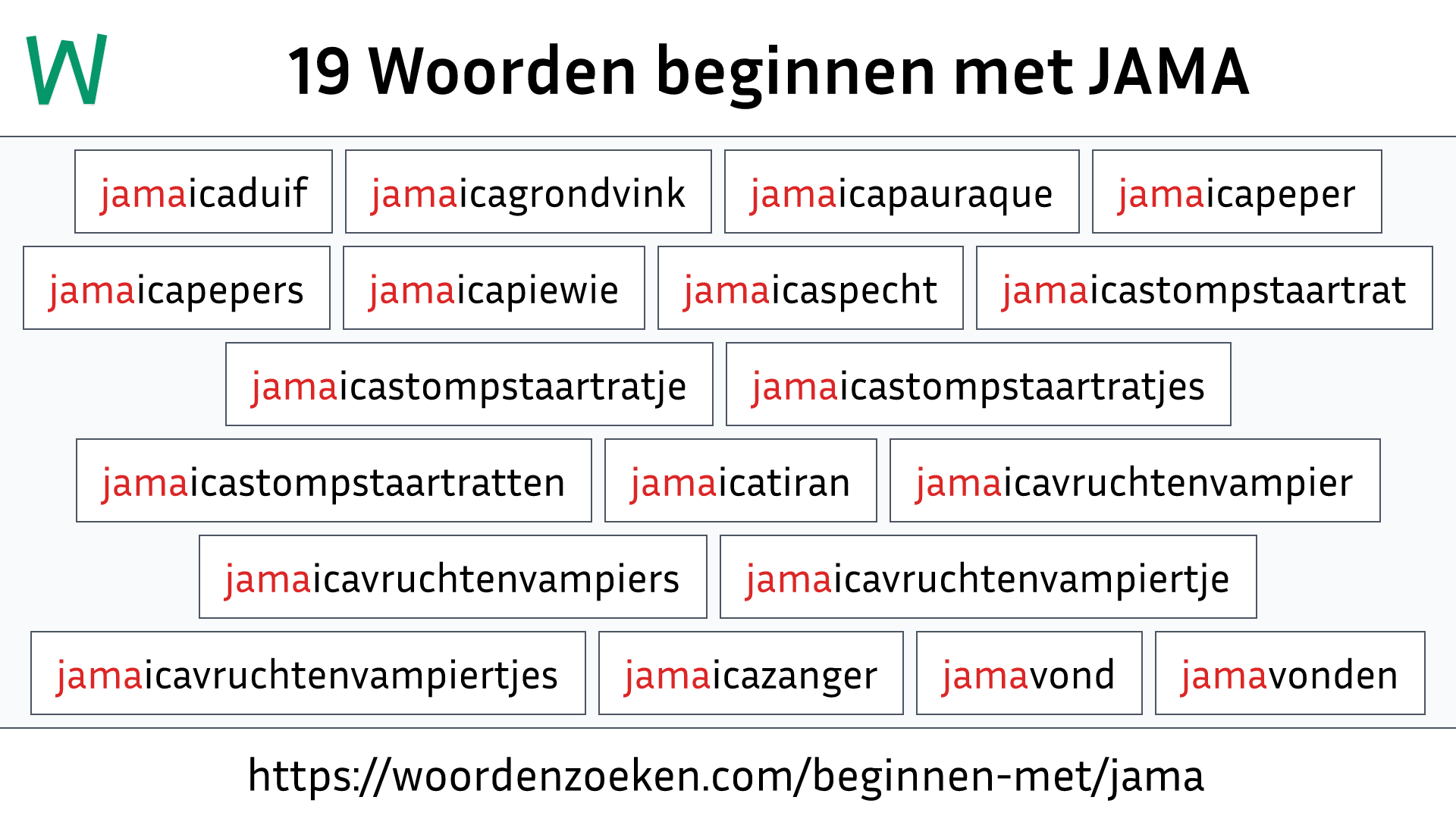 Woorden beginnen met JAMA