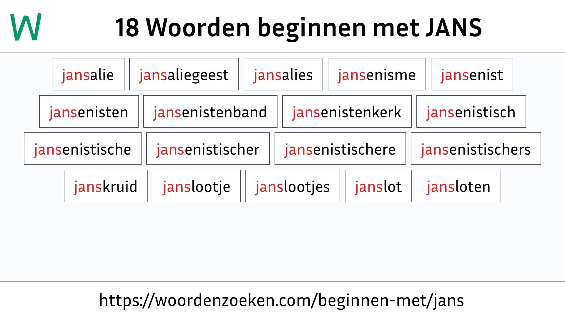 Woorden beginnen met JANS