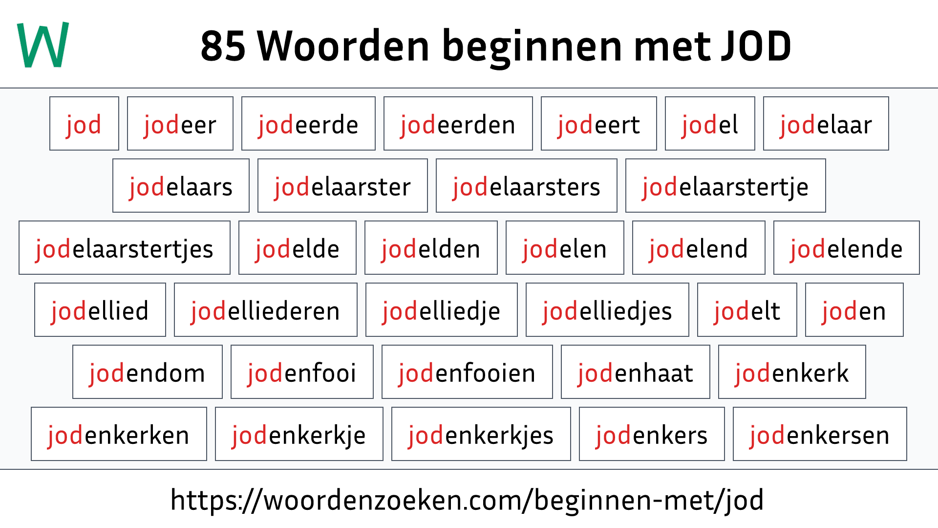 Woorden beginnen met JOD