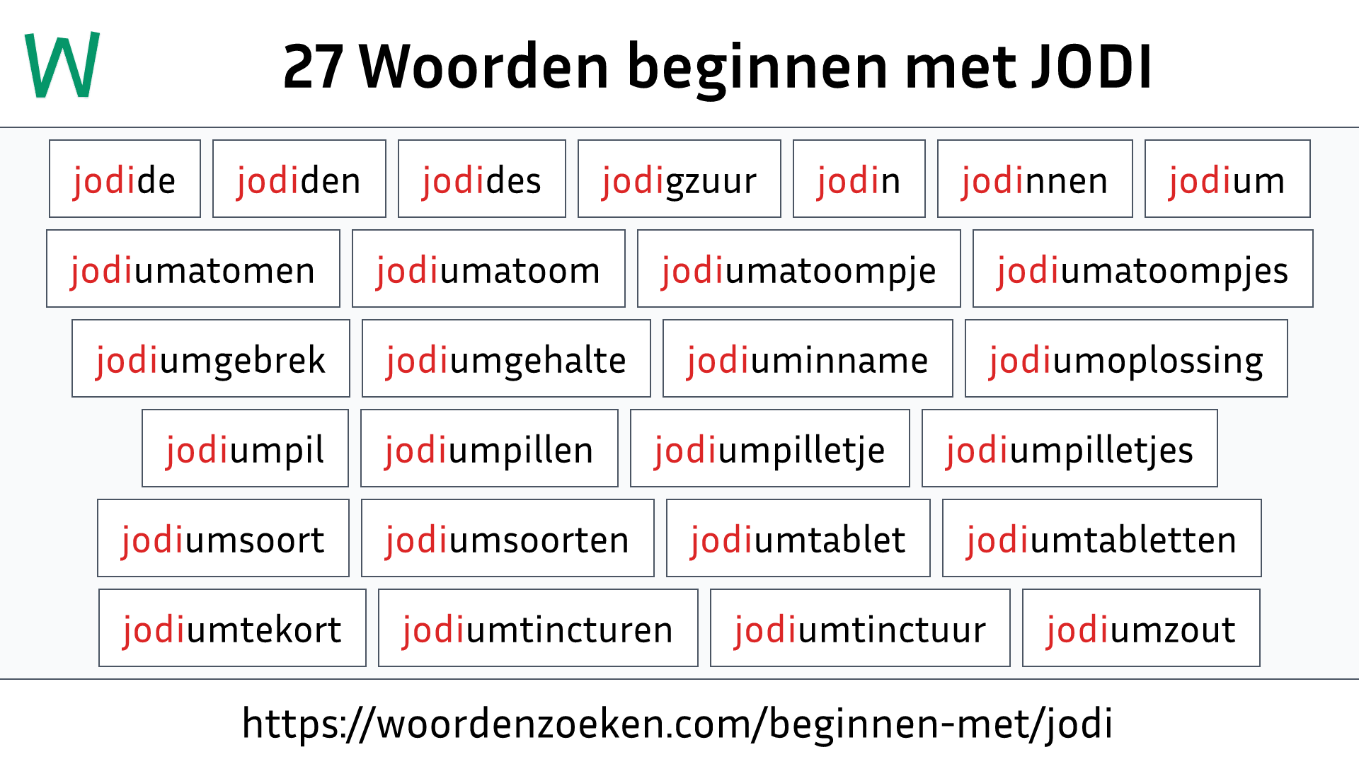 Woorden beginnen met JODI