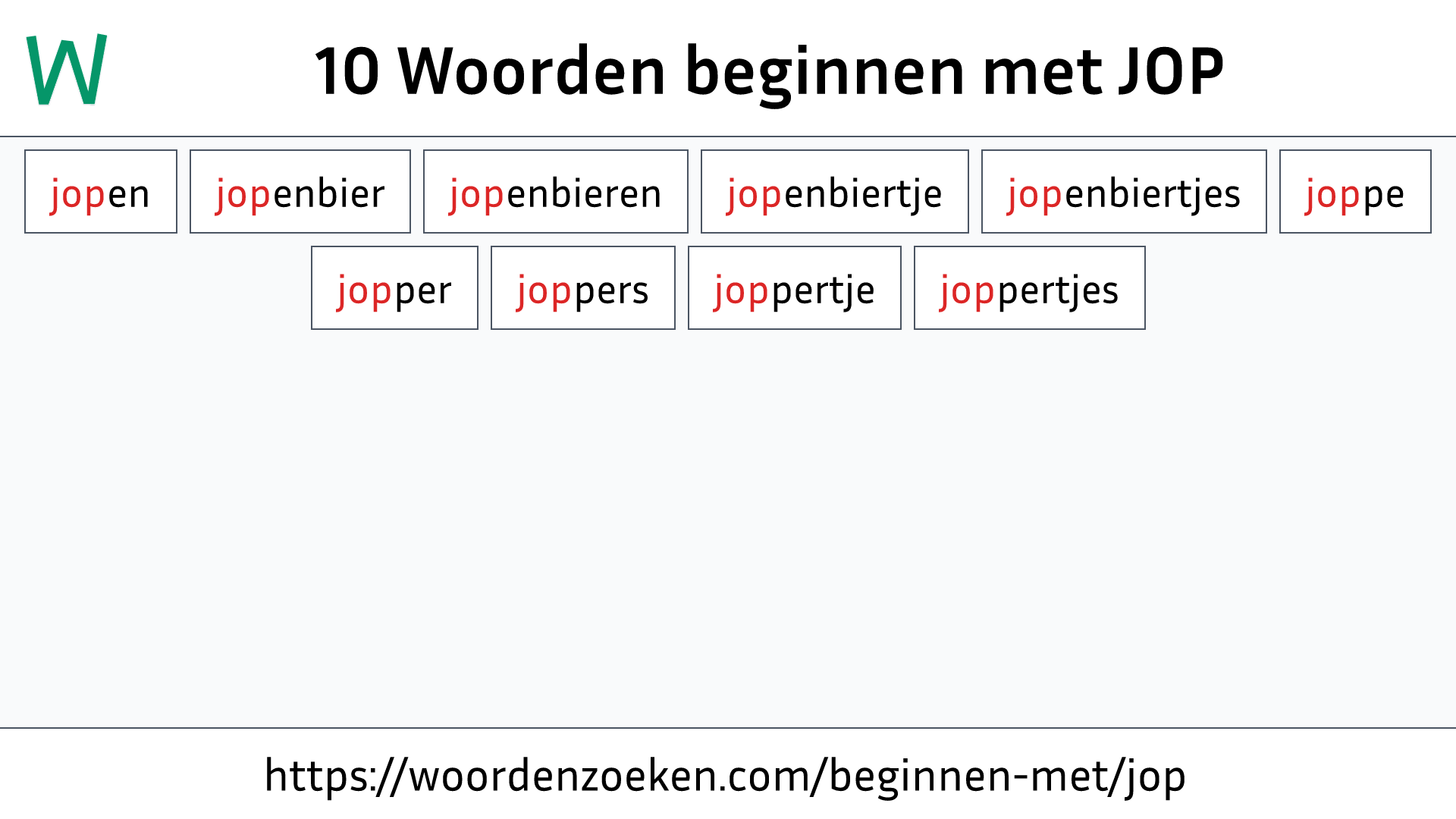 Woorden beginnen met JOP