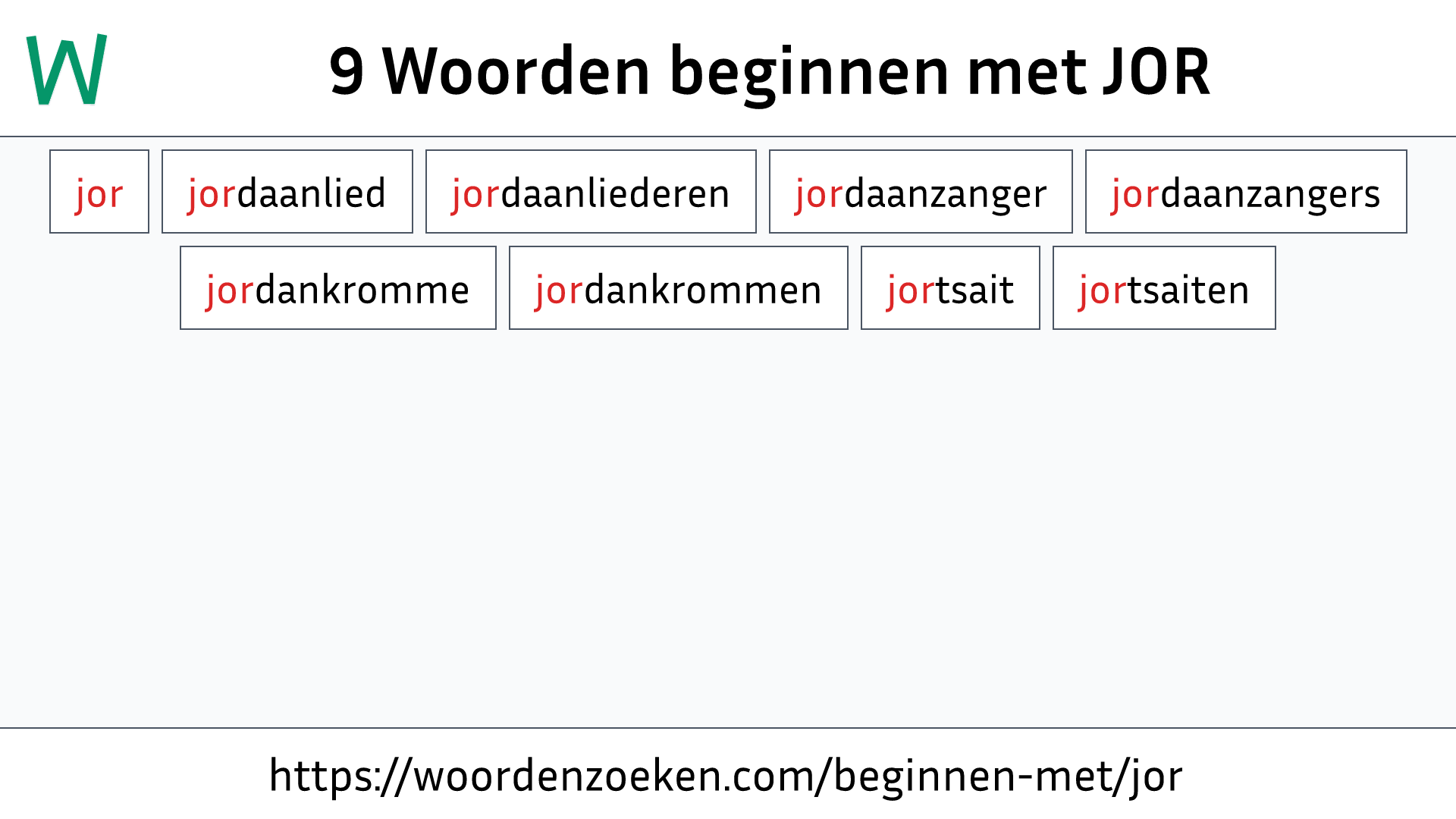 Woorden beginnen met JOR