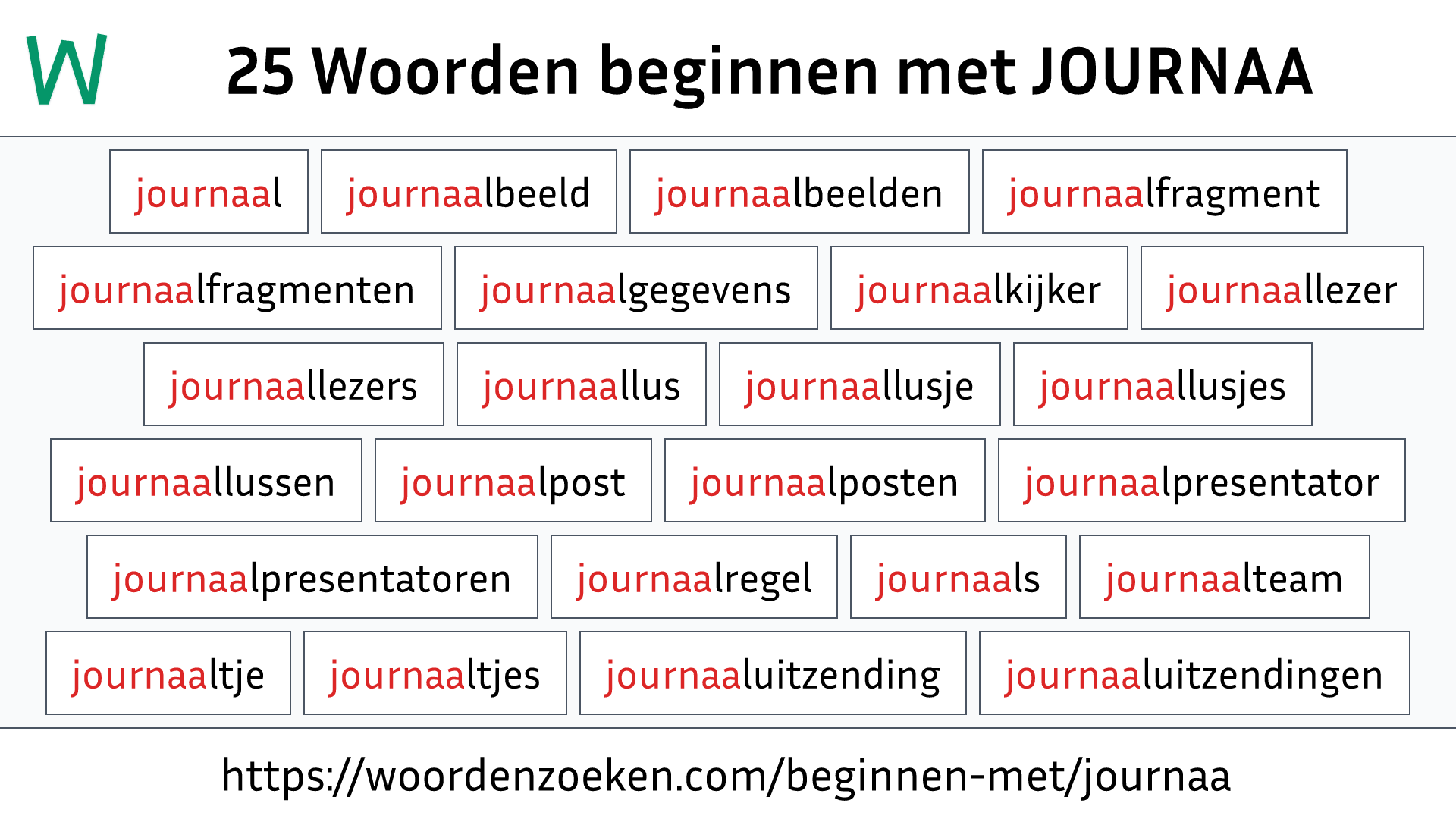 Woorden beginnen met JOURNAA