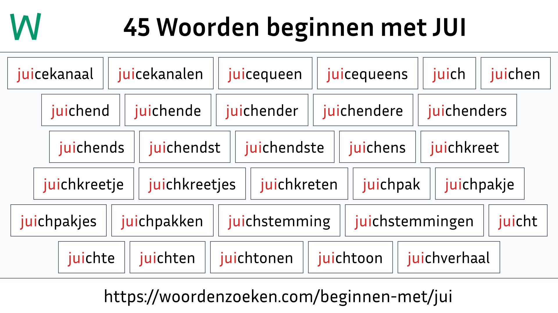 Woorden beginnen met JUI