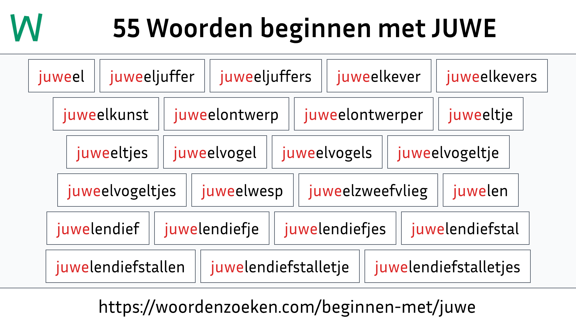 Woorden beginnen met JUWE