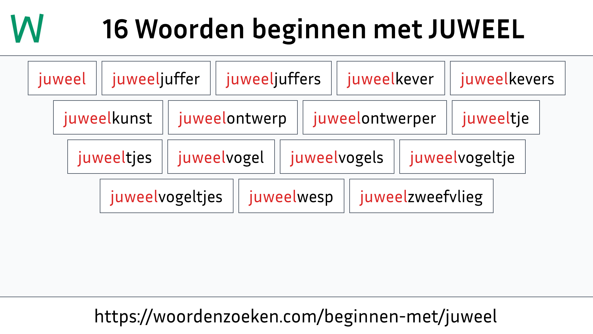 Woorden beginnen met JUWEEL