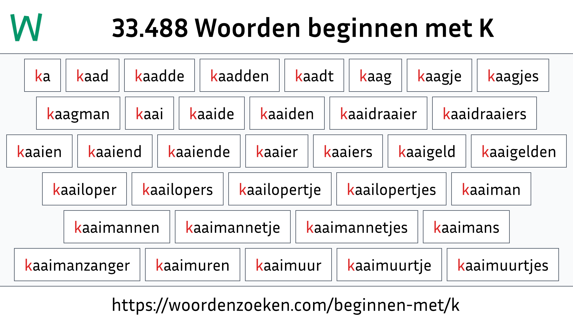Woorden beginnen met K
