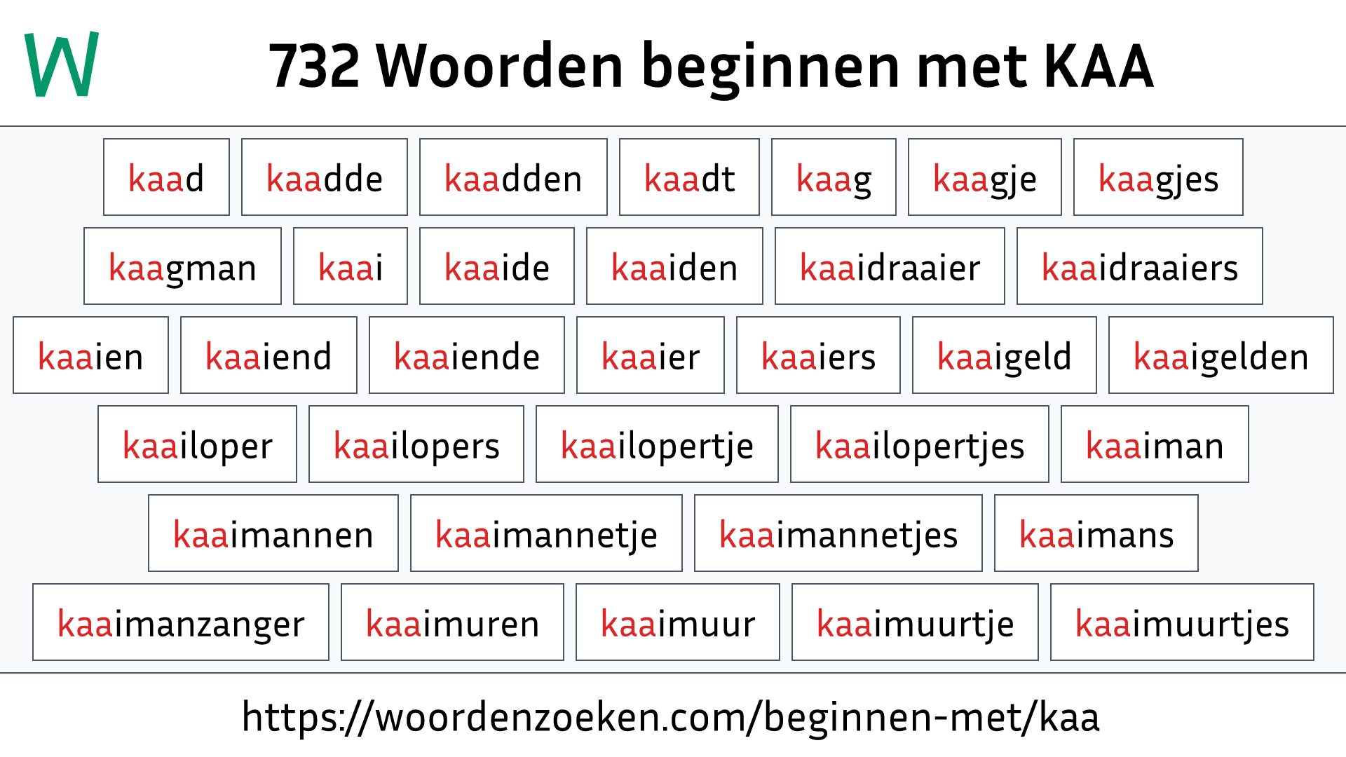 Woorden beginnen met KAA