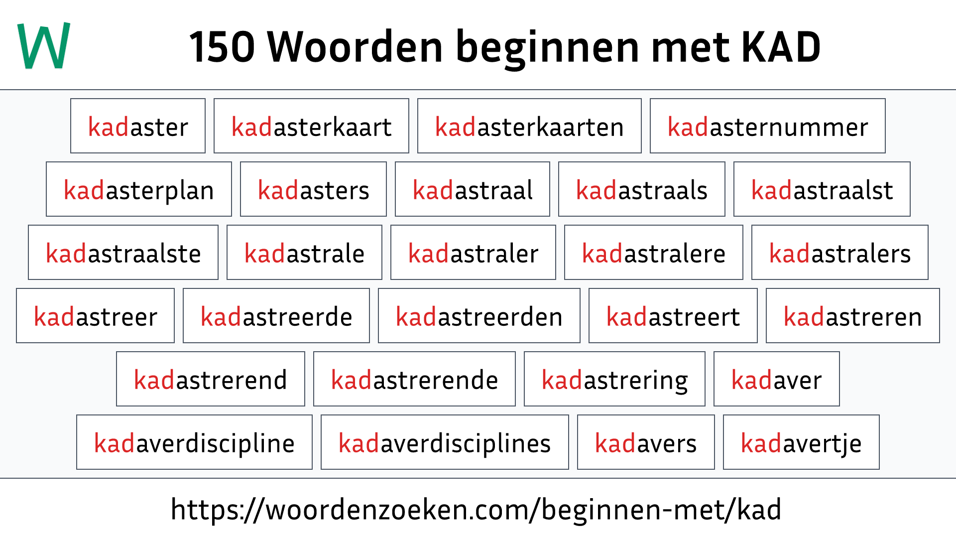 Woorden beginnen met KAD