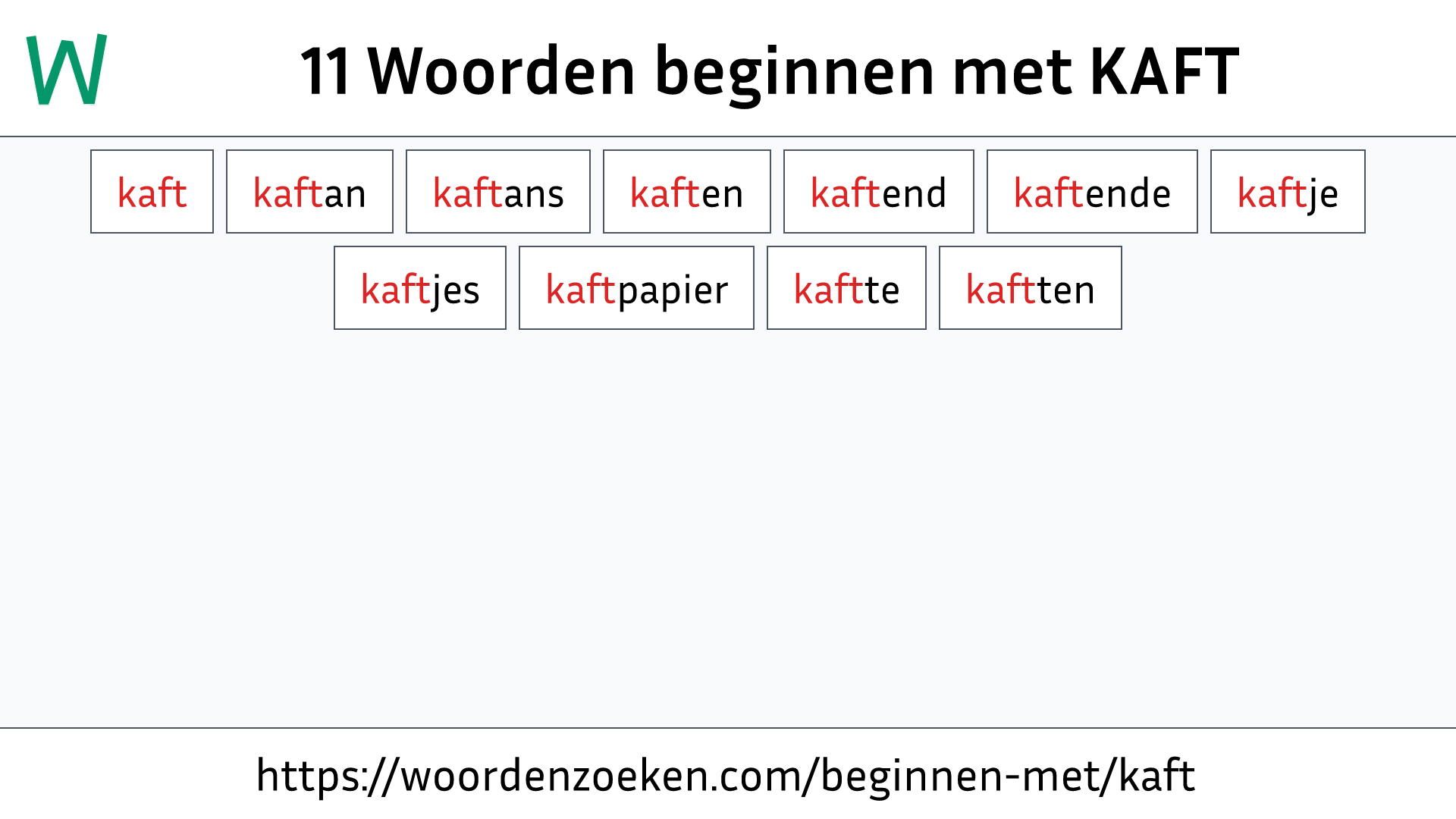 Woorden beginnen met KAFT