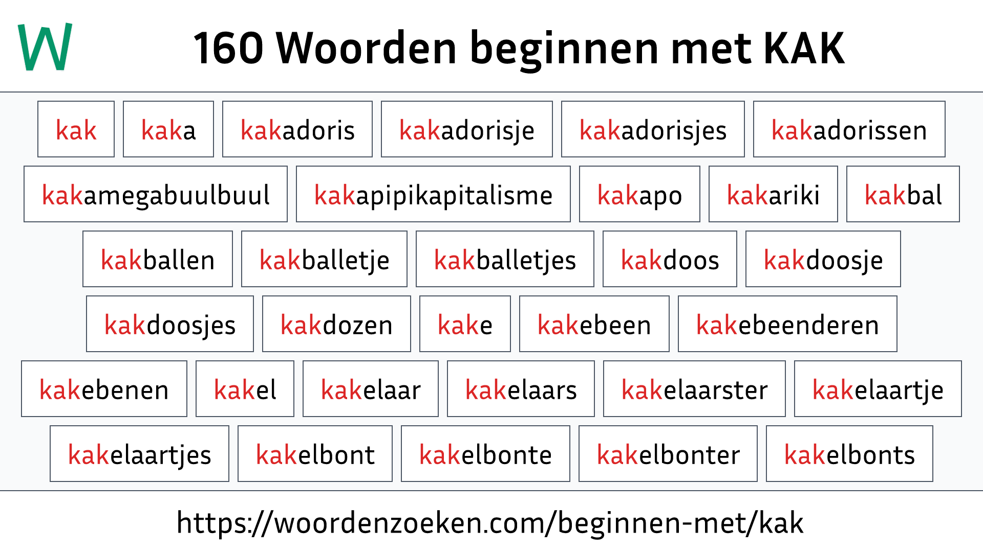 Woorden beginnen met KAK