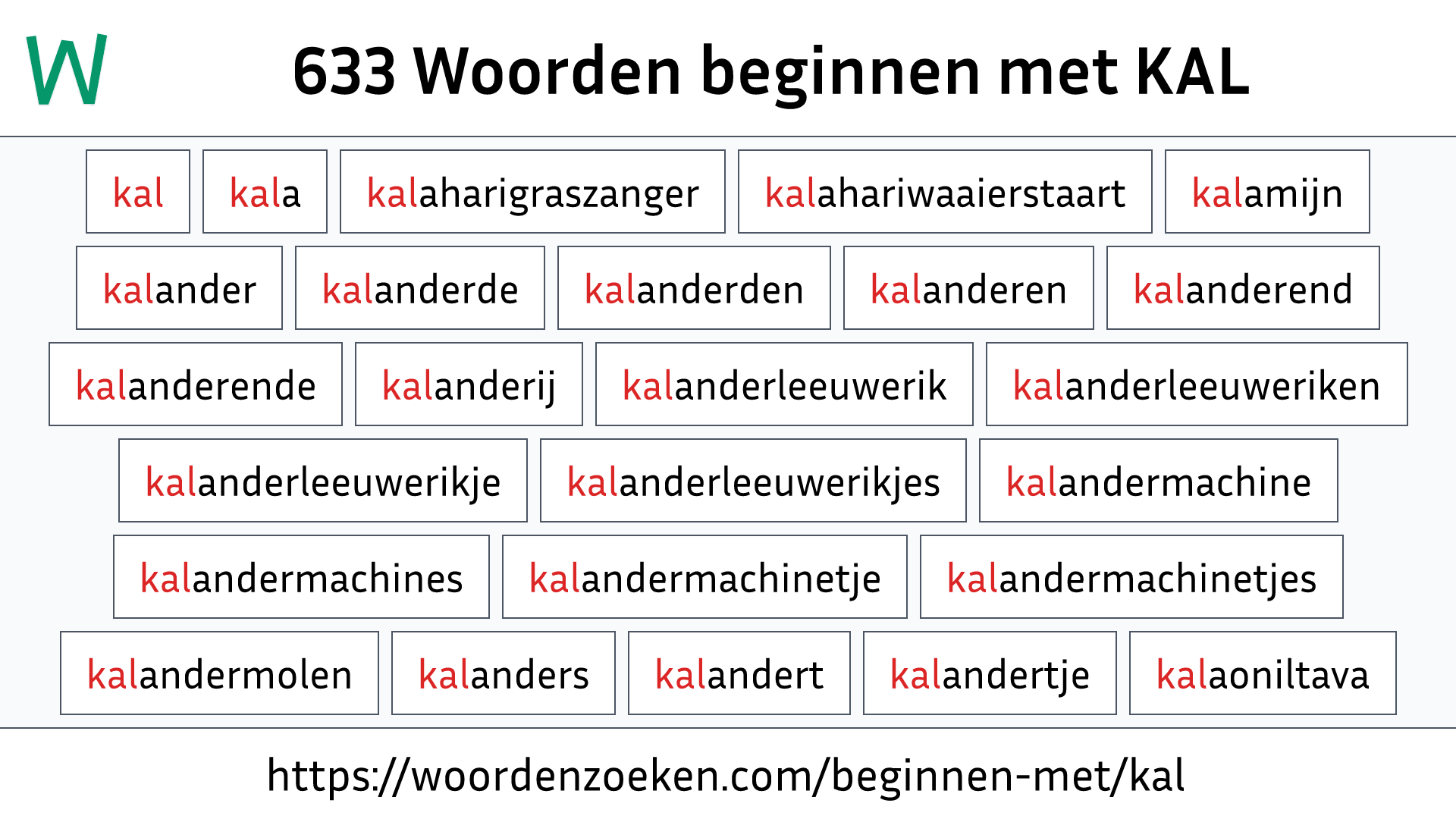 Woorden beginnen met KAL