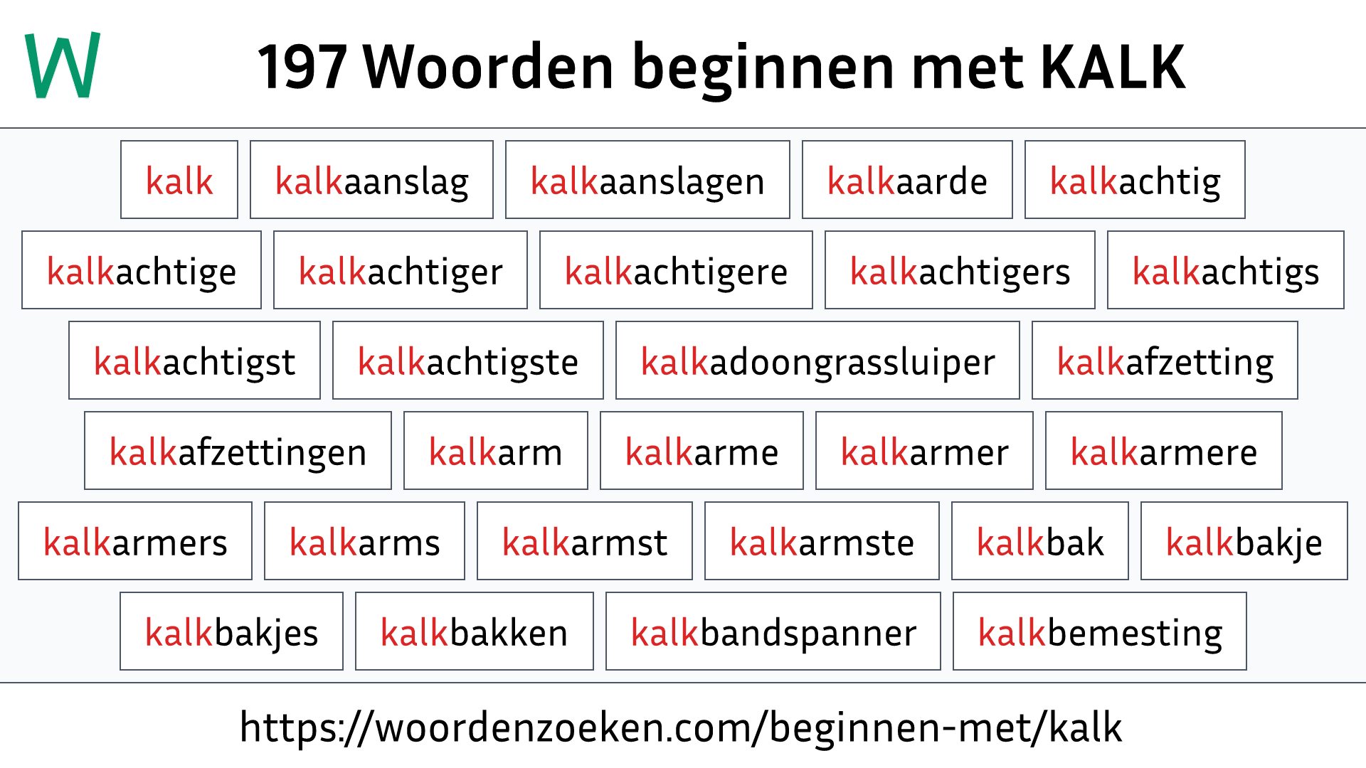 Woorden beginnen met KALK