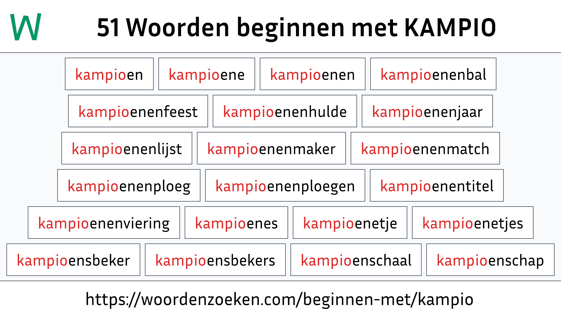 Woorden beginnen met KAMPIO