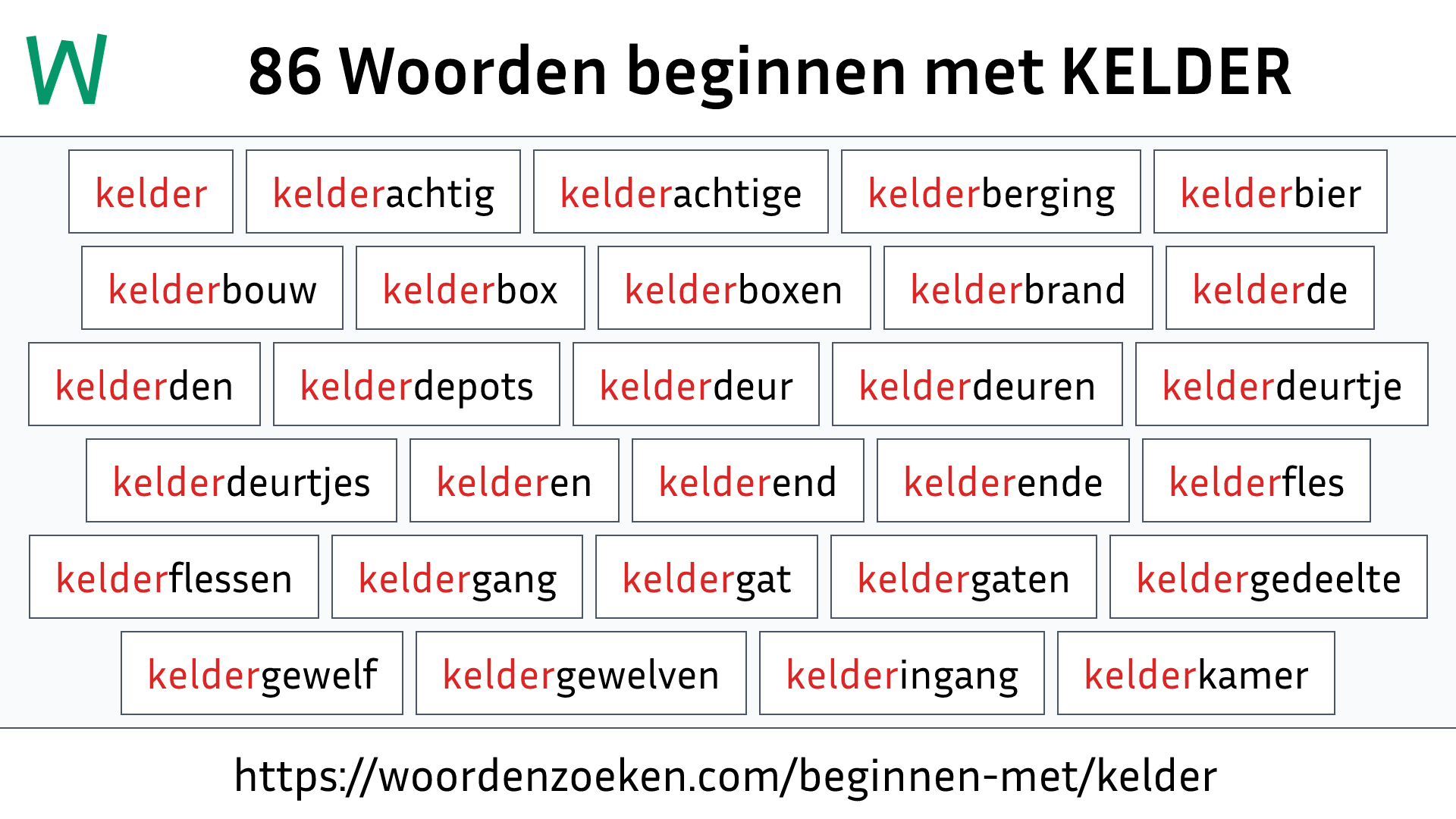 Woorden beginnen met KELDER