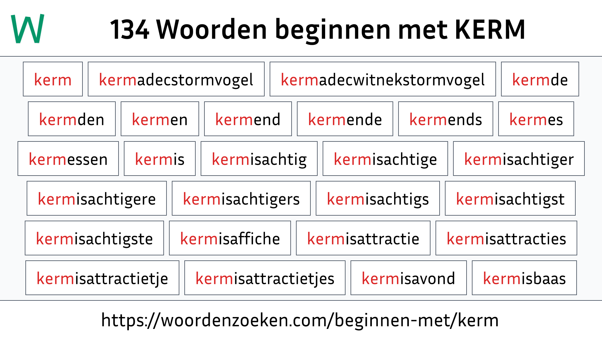 Woorden beginnen met KERM