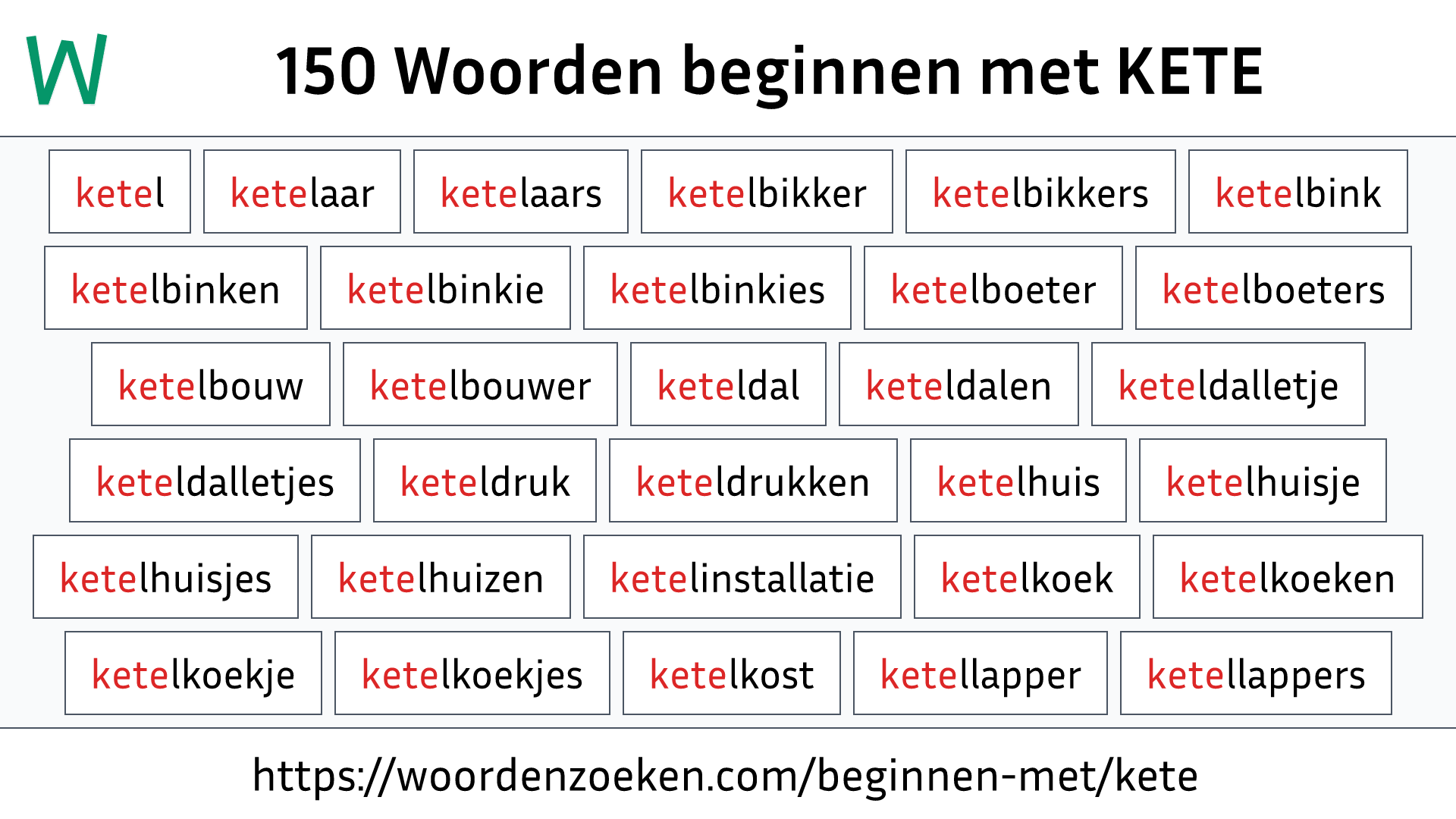 Woorden beginnen met KETE