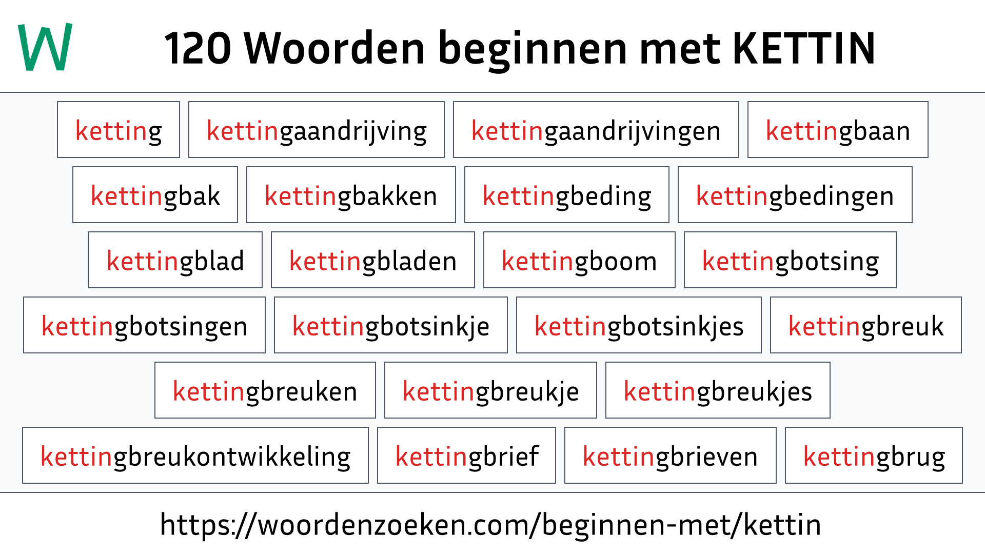 Woorden beginnen met KETTIN