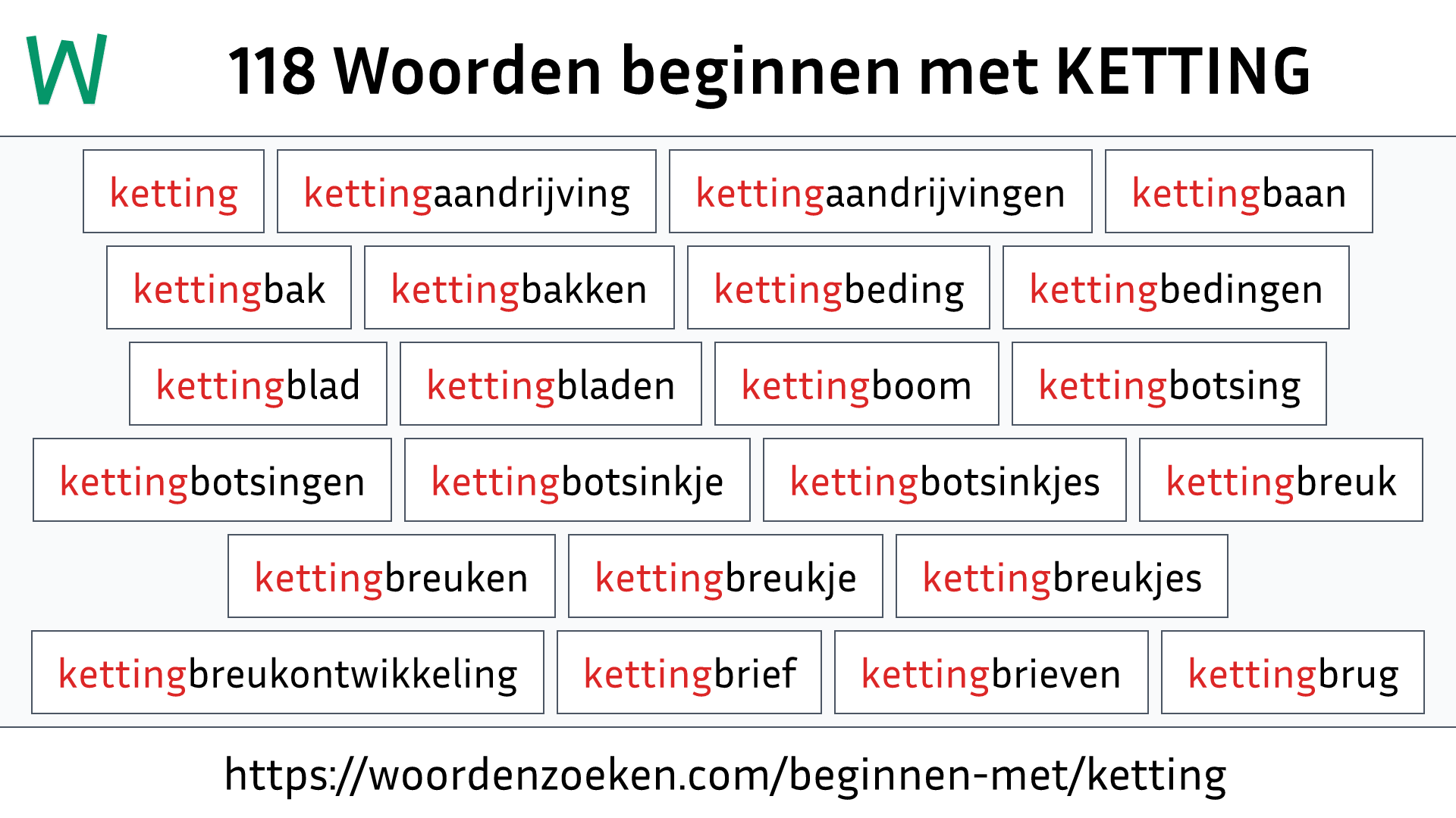 Woorden beginnen met KETTING