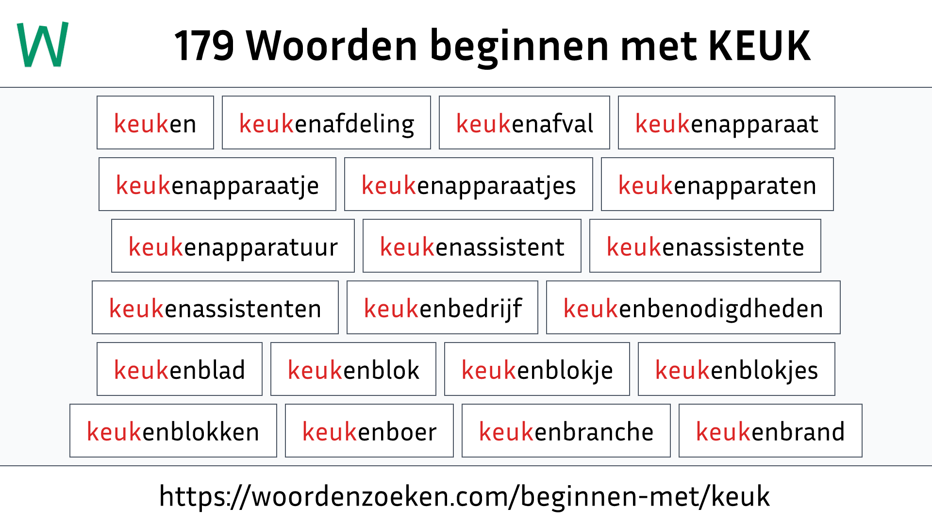 Woorden beginnen met KEUK
