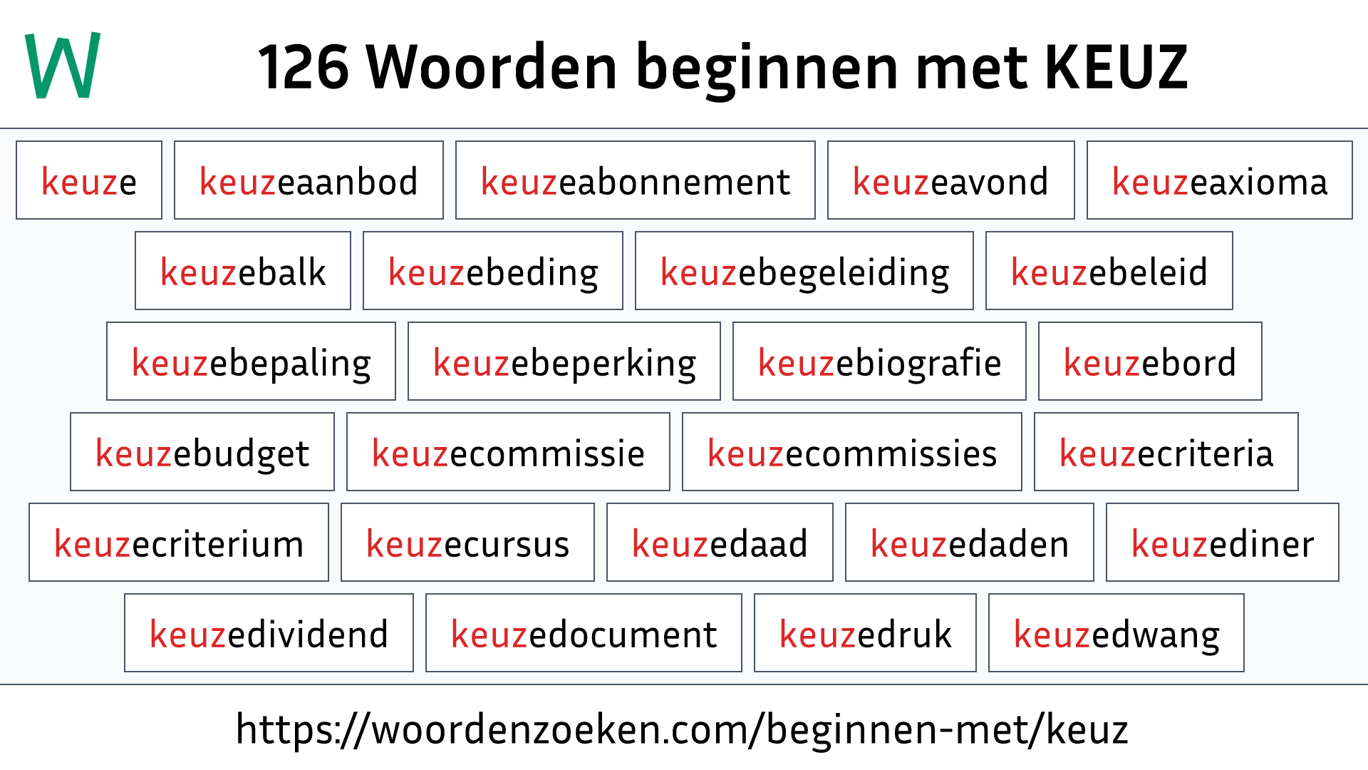 Woorden beginnen met KEUZ