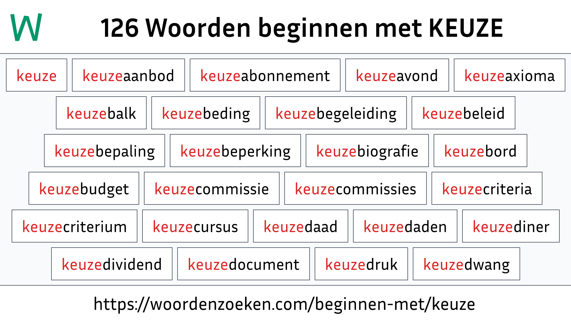 Woorden beginnen met KEUZE