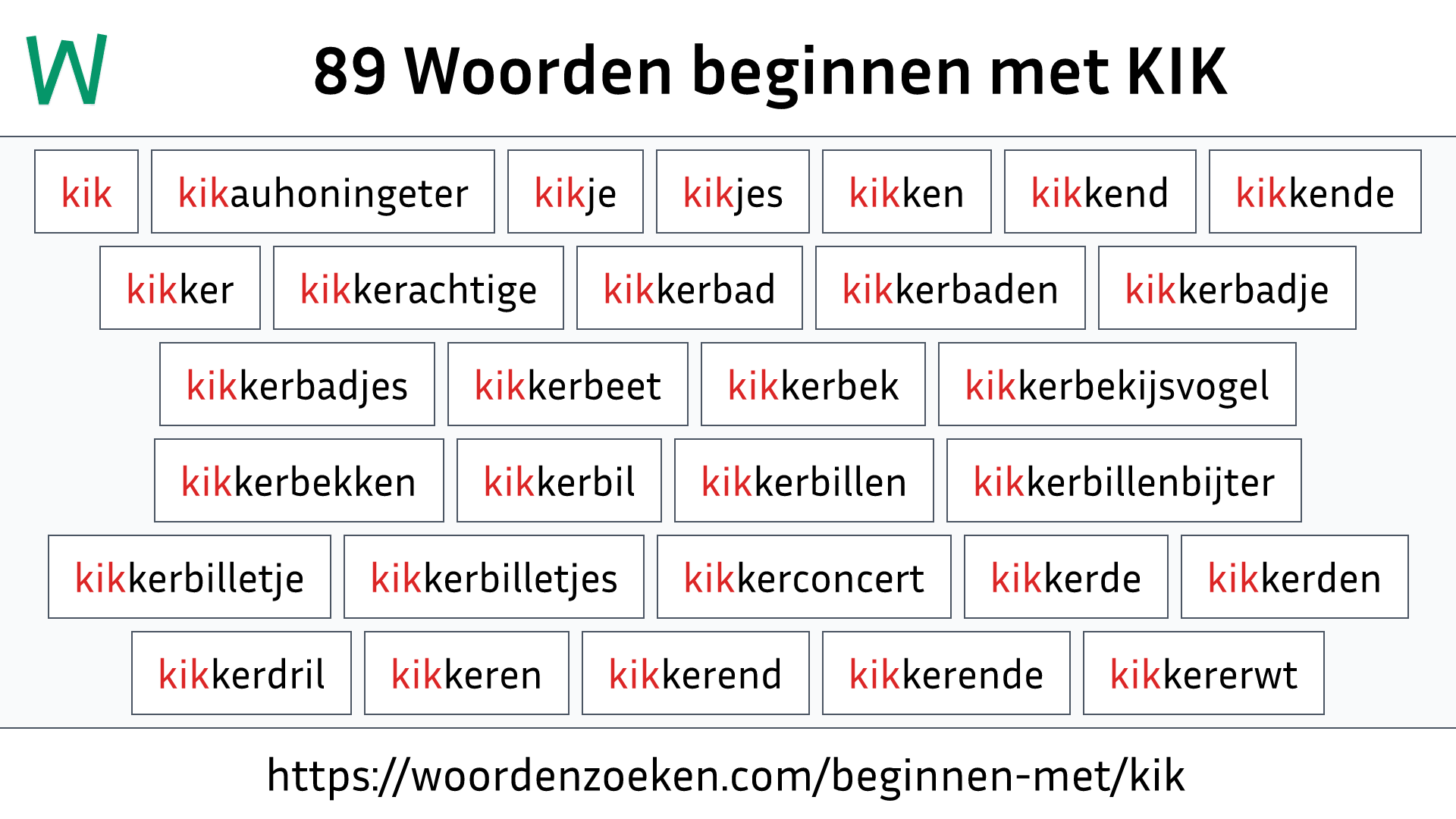 Woorden beginnen met KIK