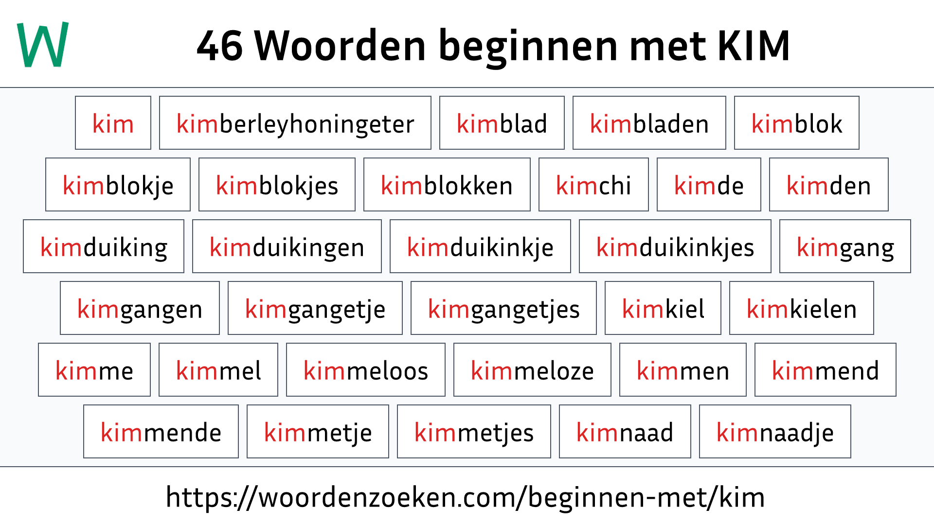 Woorden beginnen met KIM