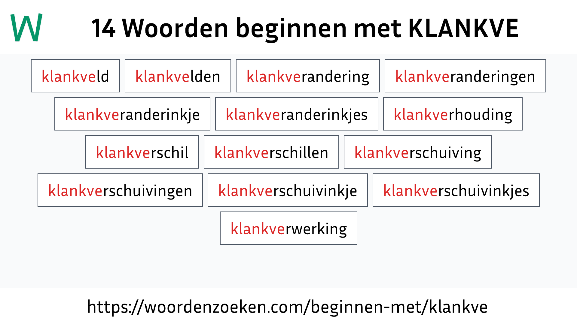 Woorden beginnen met KLANKVE