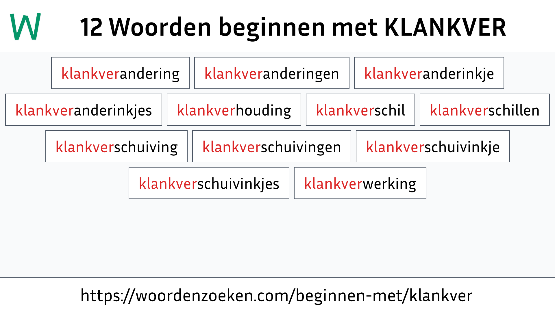 Woorden beginnen met KLANKVER