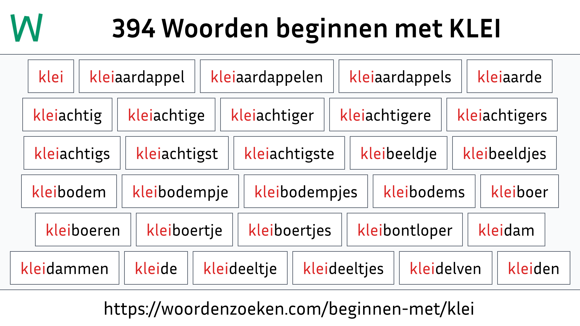 Woorden beginnen met KLEI