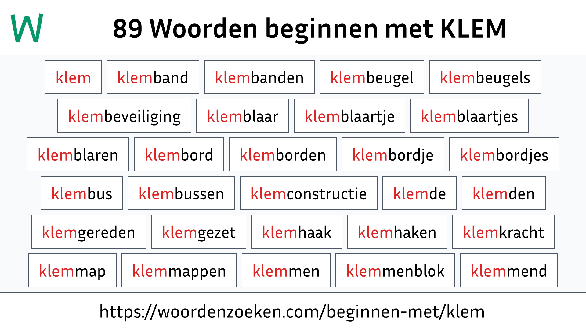 Woorden beginnen met KLEM