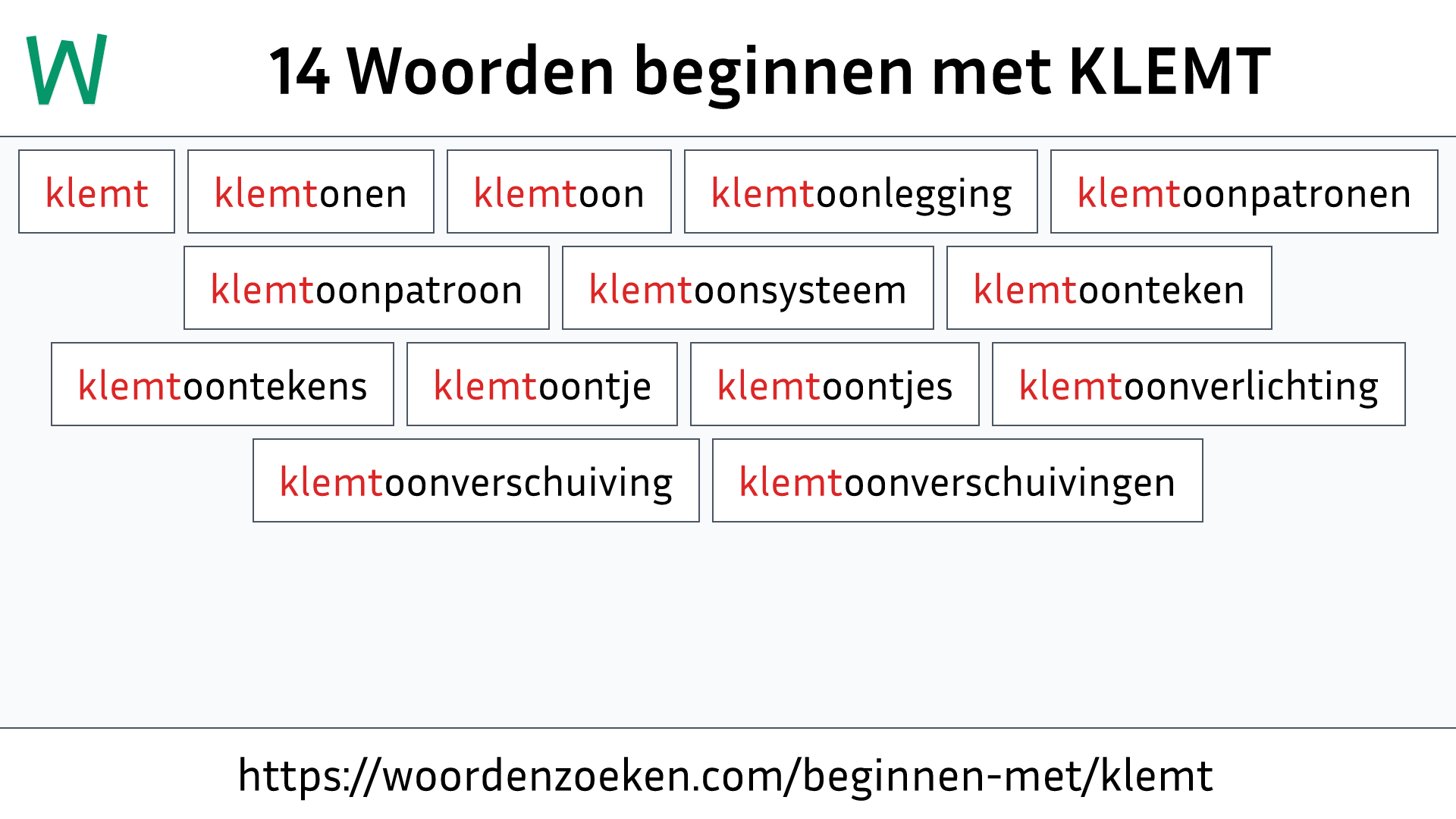 Woorden beginnen met KLEMT