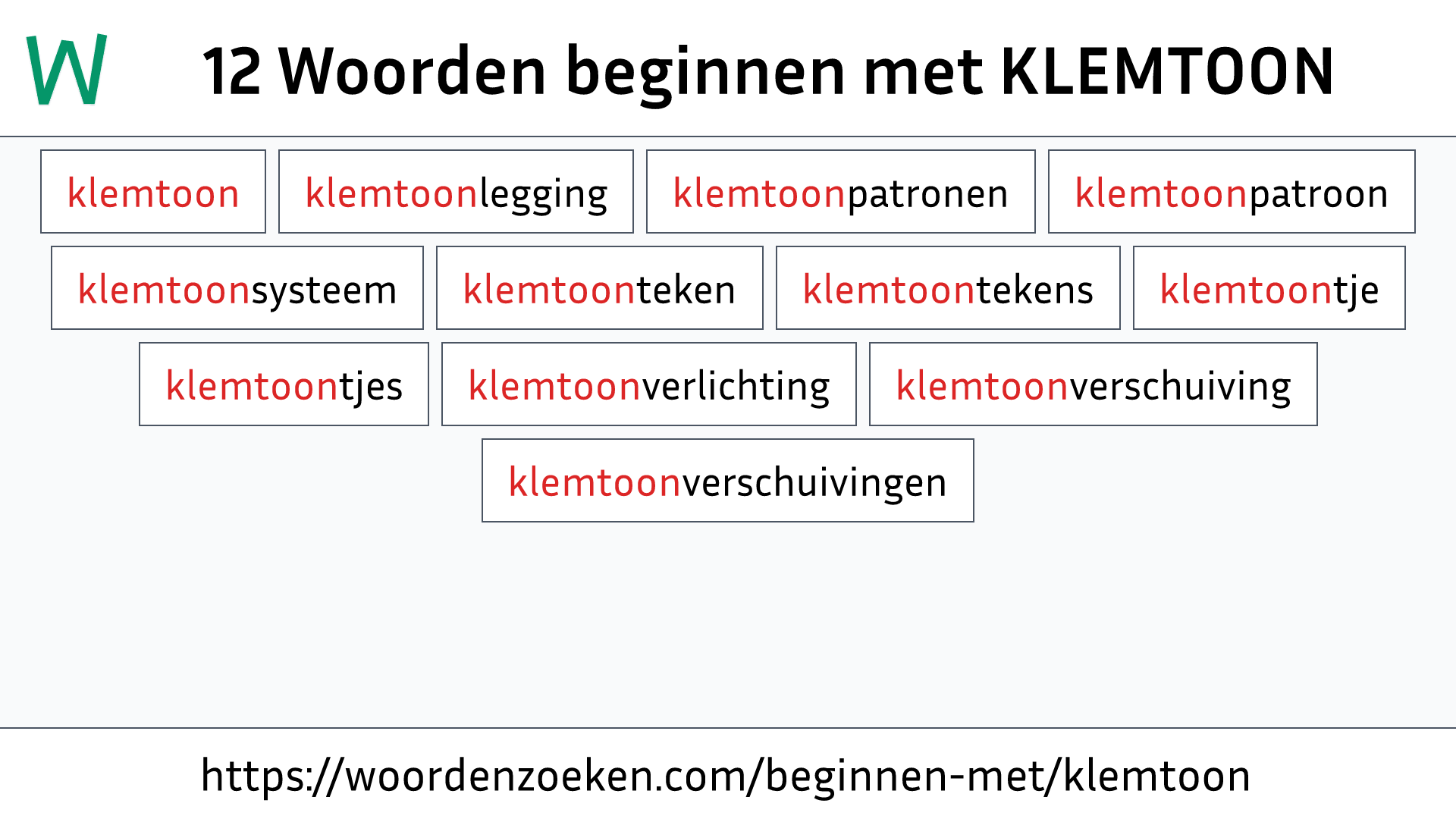 Woorden beginnen met KLEMTOON