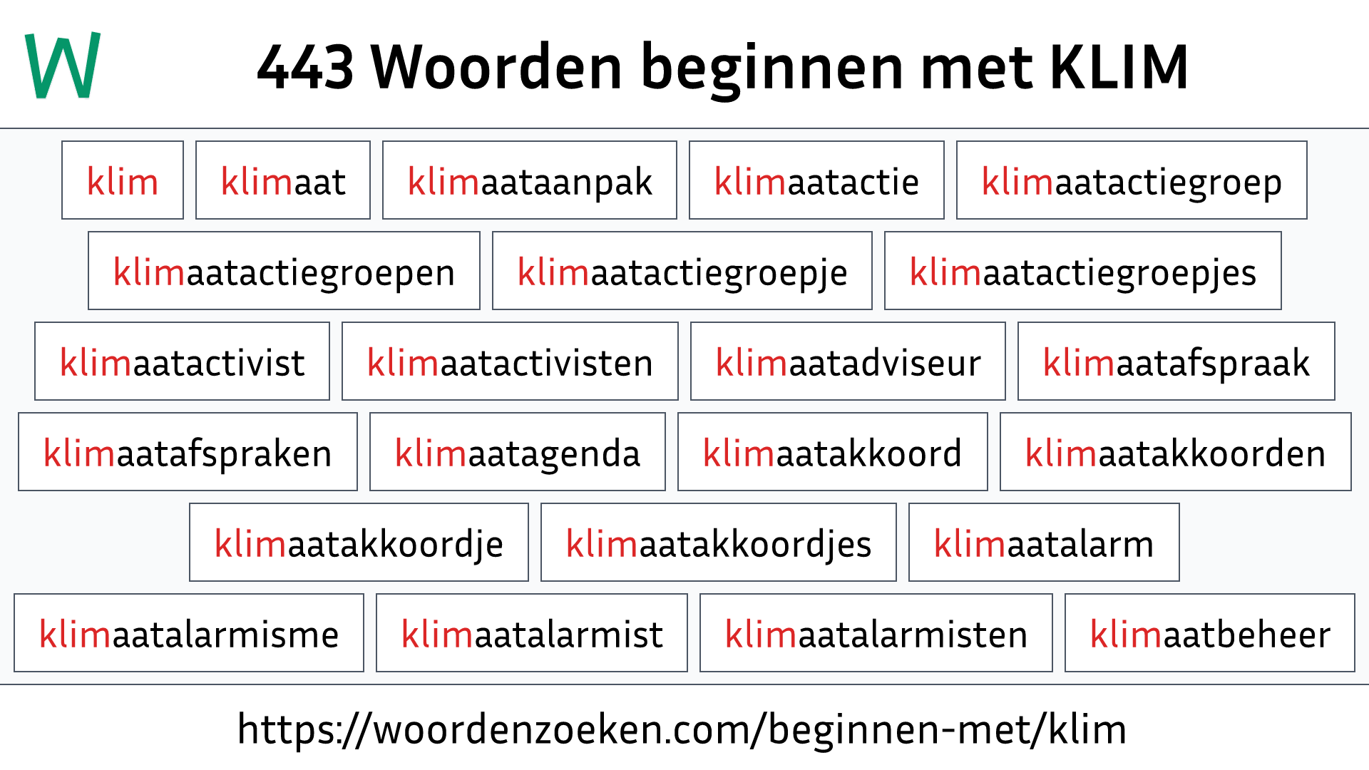 Woorden beginnen met KLIM