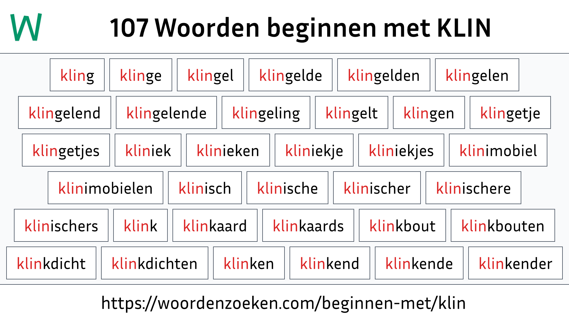 Woorden beginnen met KLIN