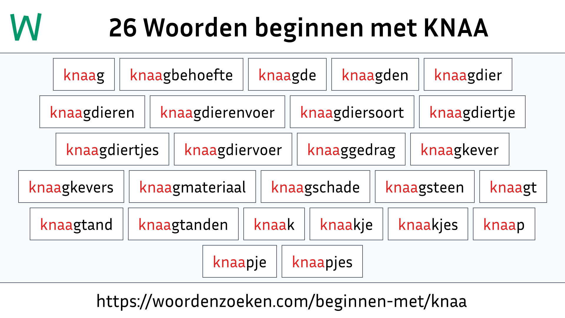 Woorden beginnen met KNAA