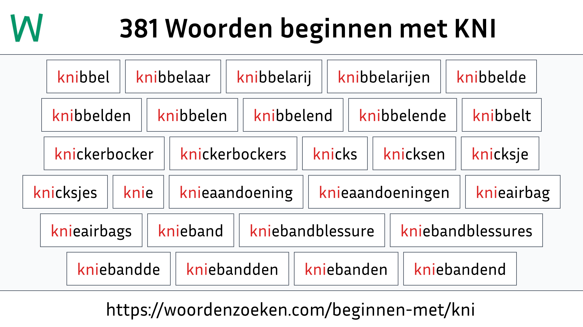 Woorden beginnen met KNI