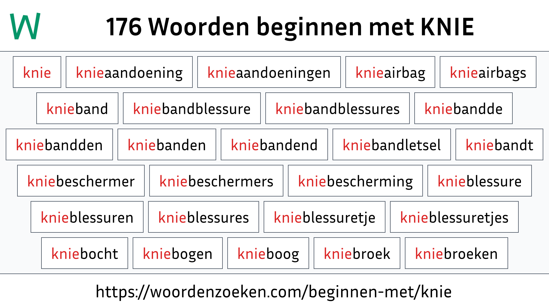 Woorden beginnen met KNIE