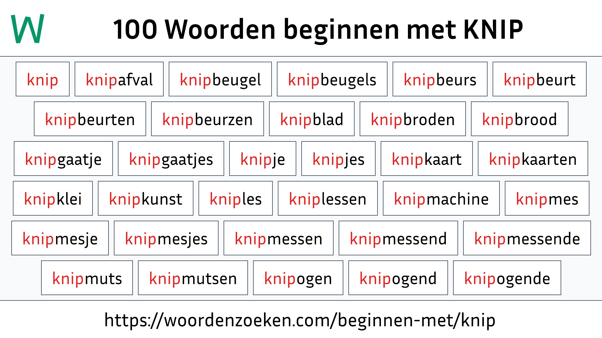 Woorden beginnen met KNIP