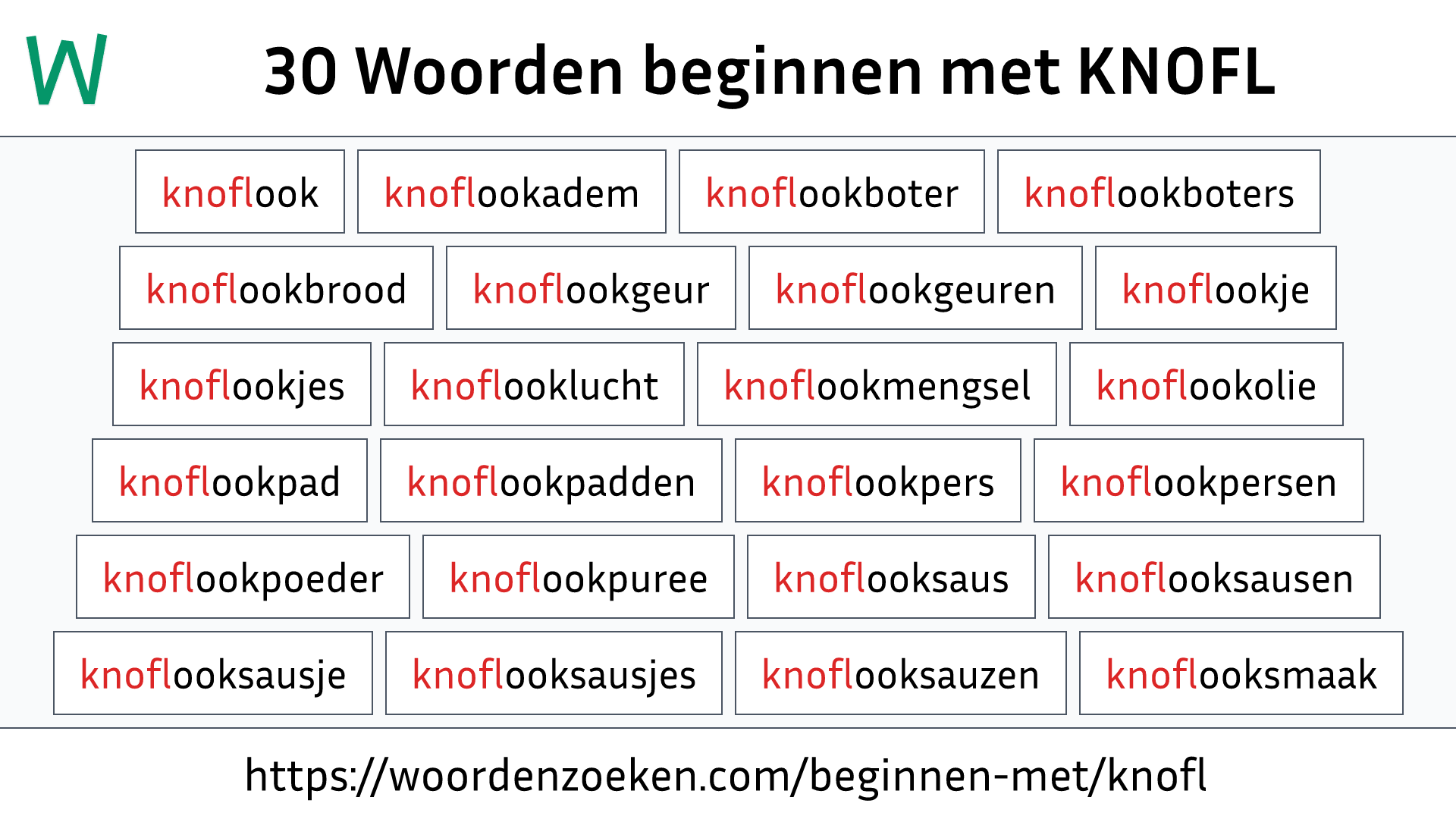 Woorden beginnen met KNOFL