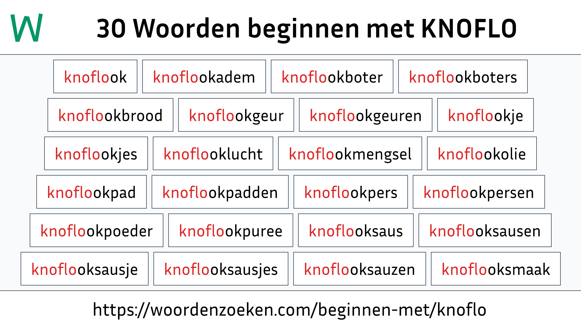 Woorden beginnen met KNOFLO