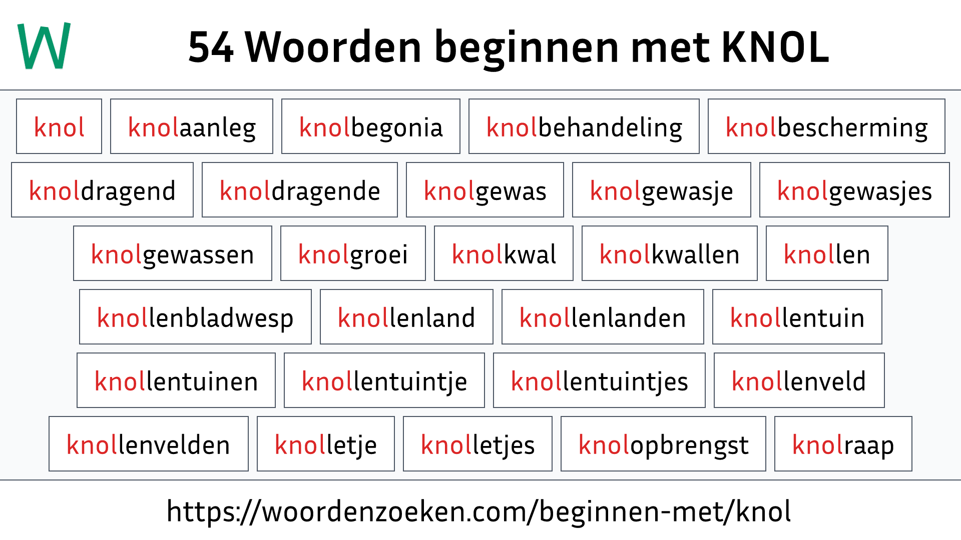 Woorden beginnen met KNOL