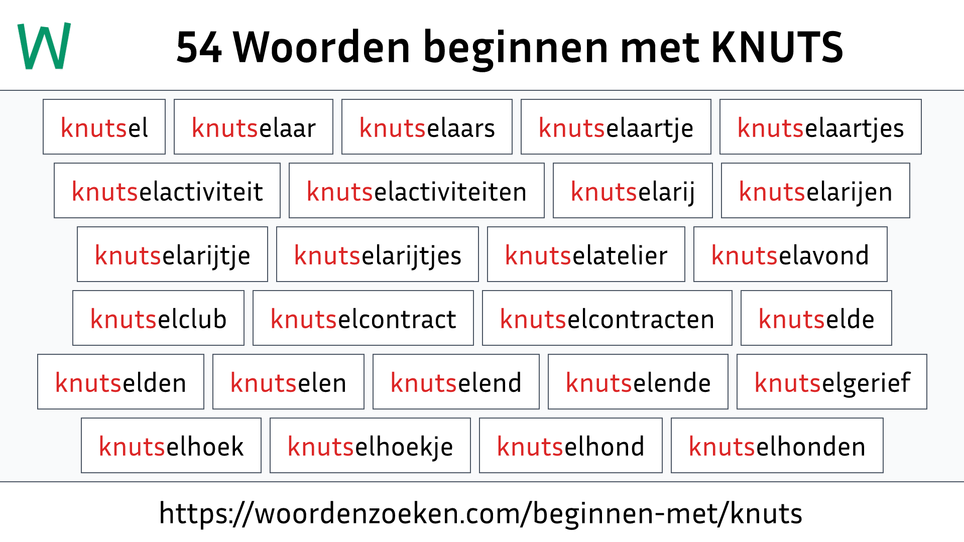 Woorden beginnen met KNUTS