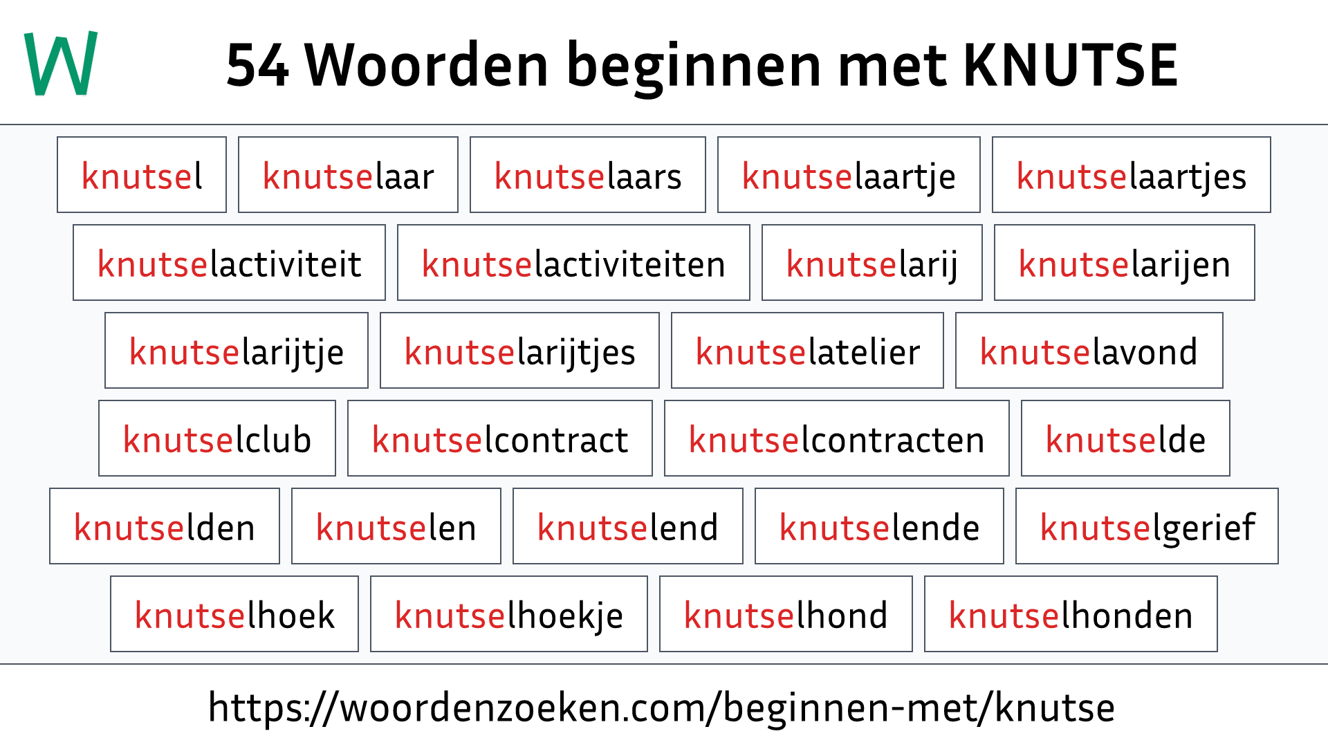 Woorden beginnen met KNUTSE