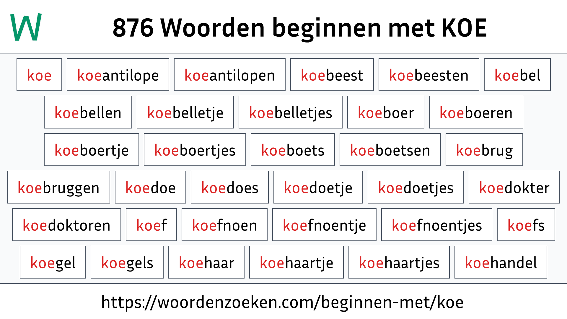 Woorden beginnen met KOE