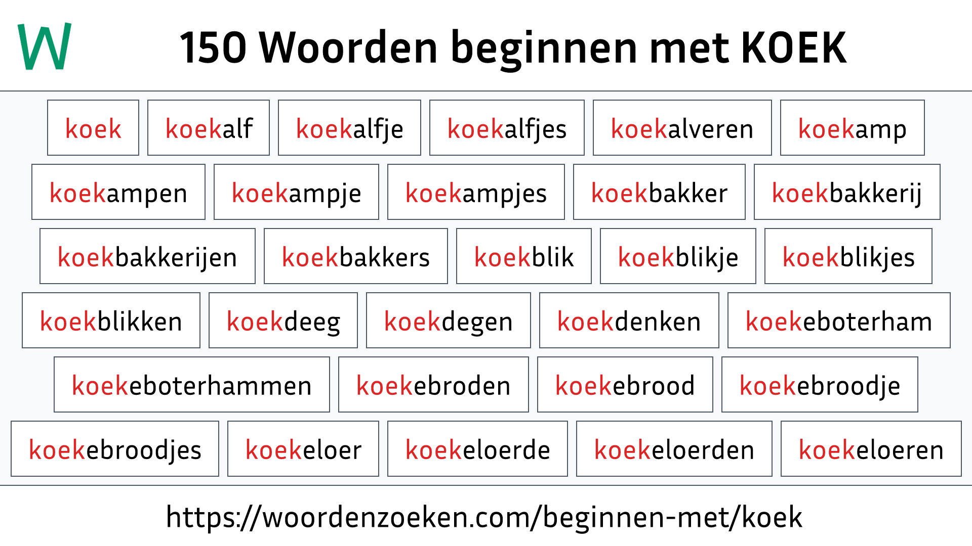 Woorden beginnen met KOEK